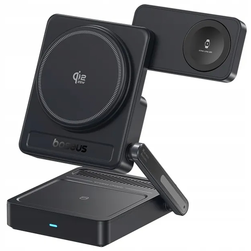Бездротовий зарядний пристрій Baseus PicoGo AF21 Portable 3in1 35W Qi2.2 (E02054) Cosmic Black