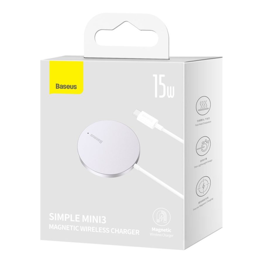 Бездротовий зарядний пристрій Baseus Simple Mini3 Magnetic Wireless Charger 15W (CCJJ0400)