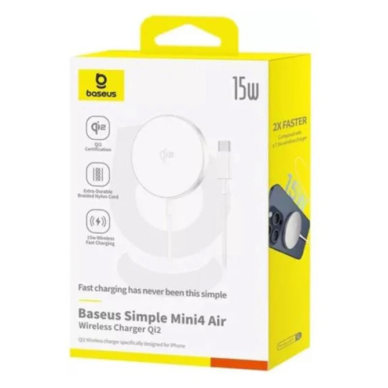 Бездротовий зарядний пристрій Baseus Simple Mini4 Air Magnetic Qi2 15W (P102782)