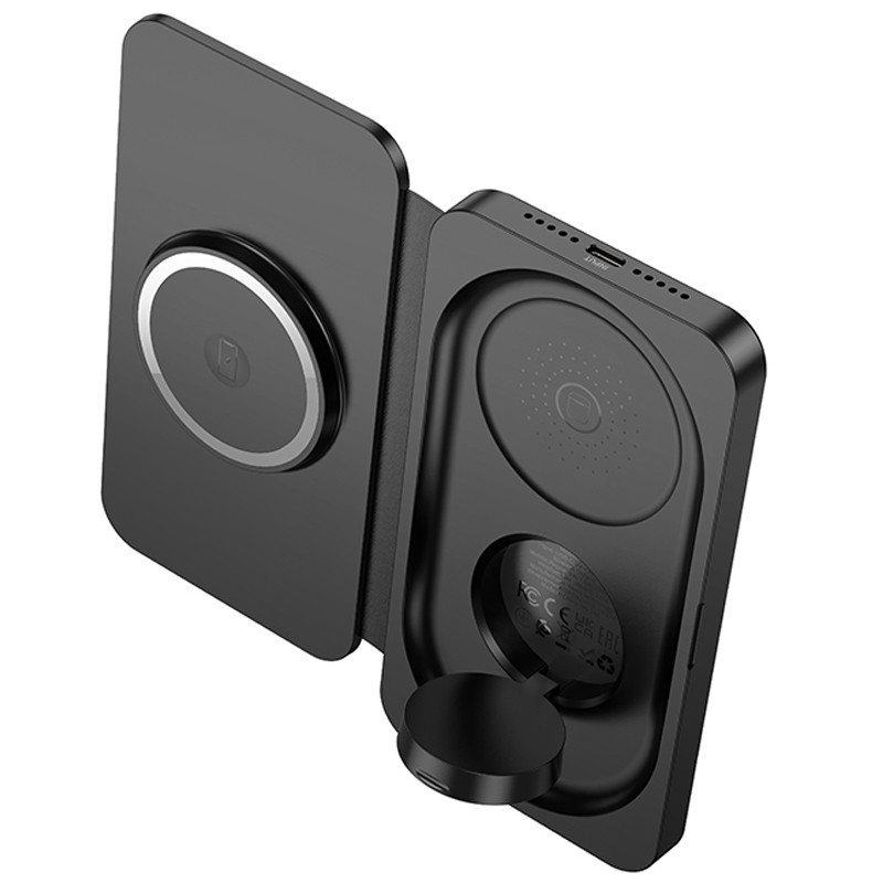 Бездротовий зарядний пристрій Hoco CQ13 Triumph 3in1 15W folding Black