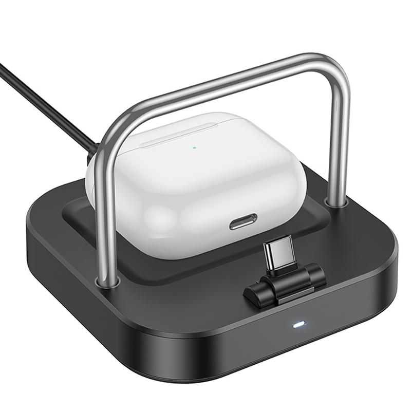 Бездротовий зарядний пристрій Hoco CQ16B Astute 2in1 15W Black