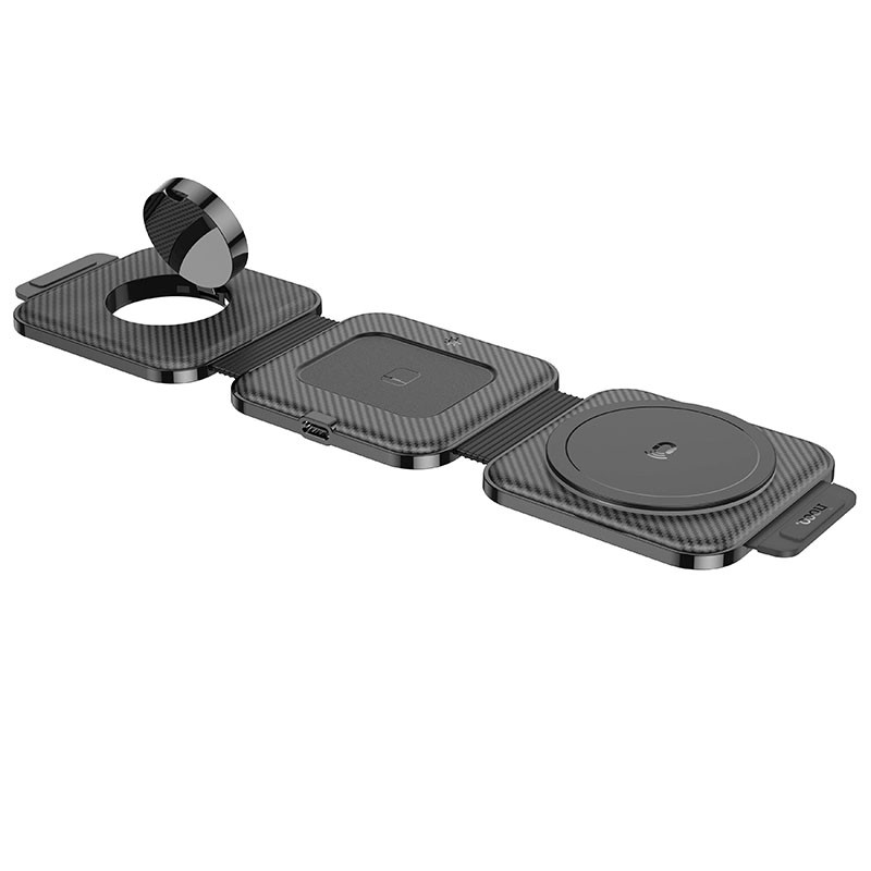 Бездротовий зарядний пристрій Hoco CQ4 Unique 3in1 15W Black