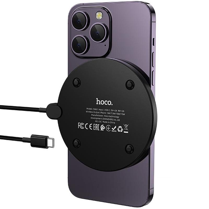 Бездротовий зарядний пристрій Hoco CW62 Peak 15W Black