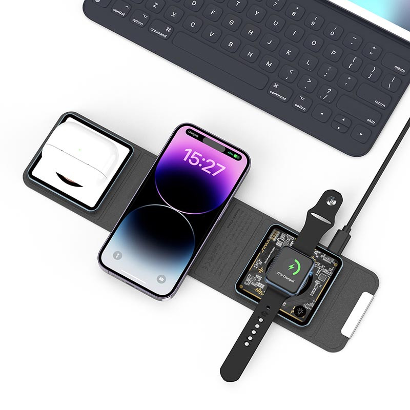 Бездротовий зарядний пристрій WIWU W001 Folding 3in1 15W Black