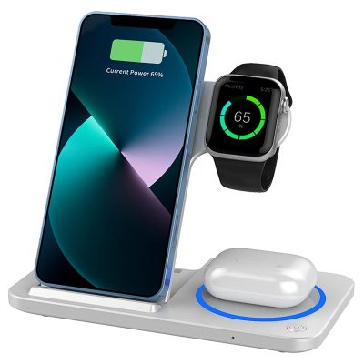 Бездротовий зарядний пристрій WIWU W020 Foldable 3in1 15W White