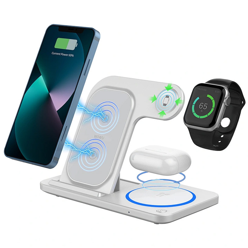 Бездротовий зарядний пристрій WIWU W020 Foldable 3in1 15W White