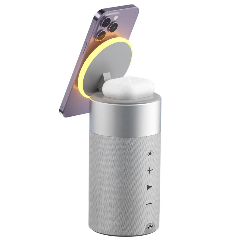 Бездротовий зарядний пристрій WIWU W022 3in1 15W + Bluetooth Speaker 5W White