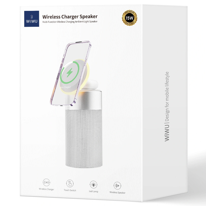 Бездротовий зарядний пристрій WIWU W022 3in1 15W + Bluetooth Speaker 5W White