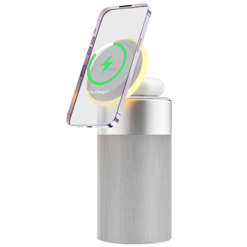 Бездротовий зарядний пристрій WIWU W022 3in1 15W + Bluetooth Speaker 5W White