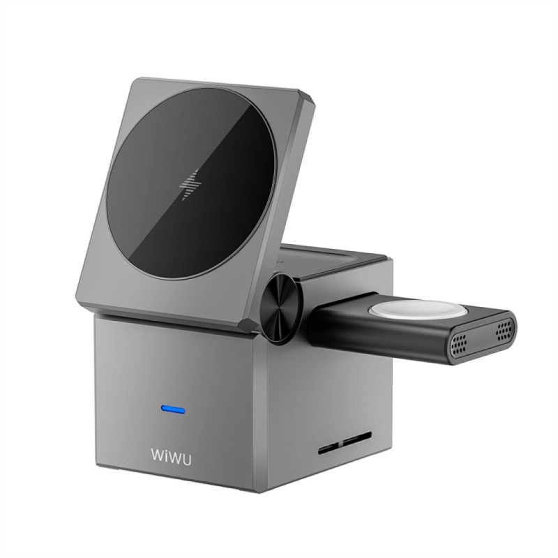 Бездротовий зарядний пристрій WIWU W030 Planeta Trio 3in1 15W Gray