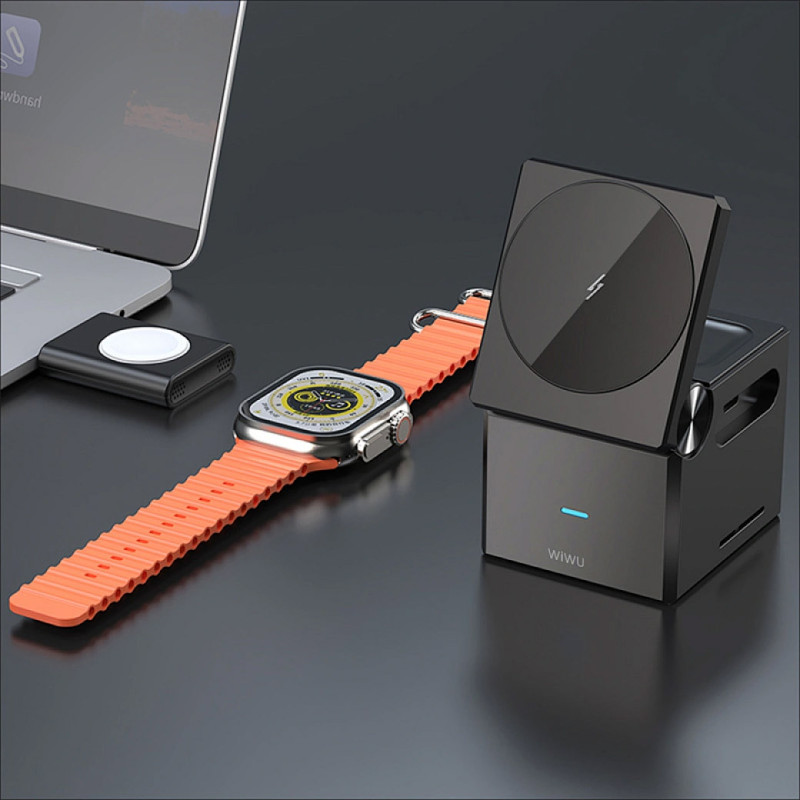 Бездротовий зарядний пристрій WIWU W030 Planeta Trio 3in1 15W Gray