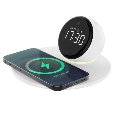 Бездротовий зарядний пристрій WIWU Wi-W017 15W Wireless Charger + Digital Alarm + Bluetooth Speaker White