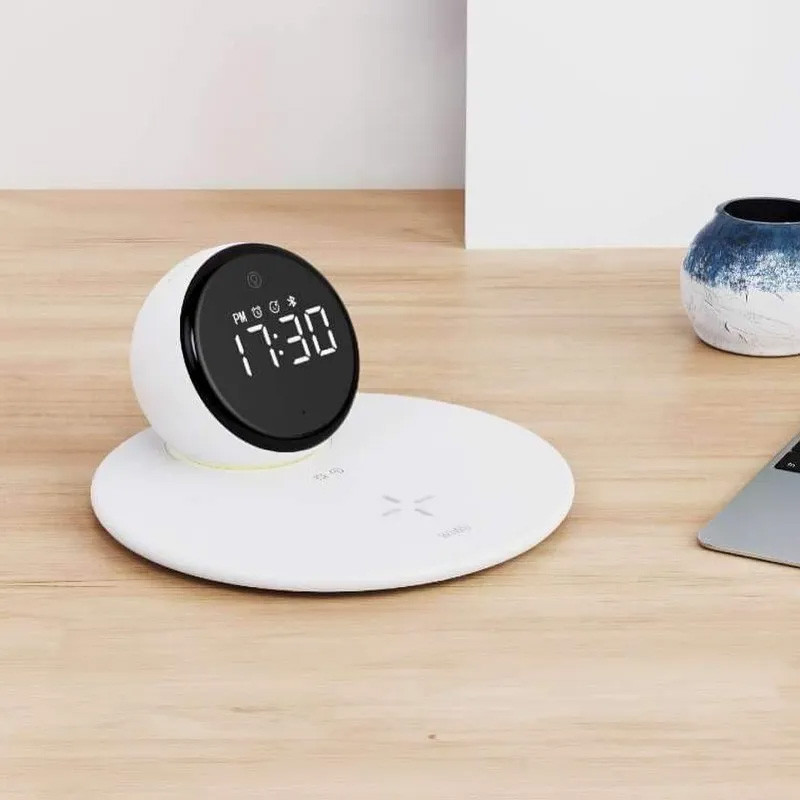 Бездротовий зарядний пристрій WIWU Wi-W017 15W Wireless Charger + Digital Alarm + Bluetooth Speaker White