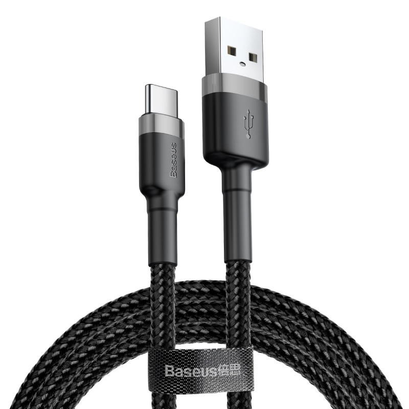 Дата кабель Baseus Cafule USB to USB-C Cable 3 А (0.5 м) (CATKLF-A) Сірий / Чорний