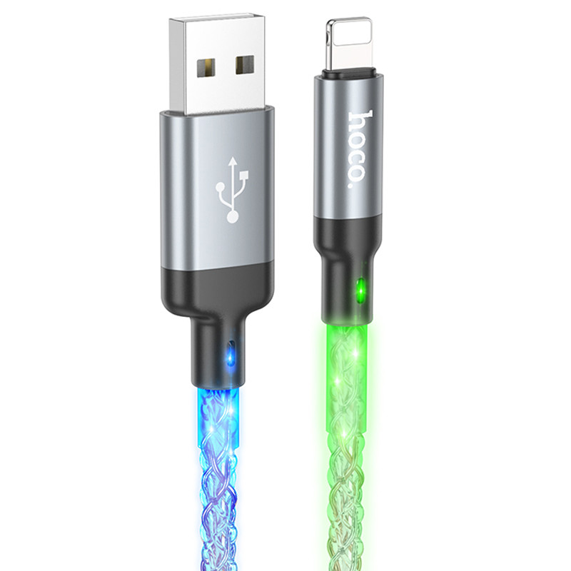 Дата кабель Hoco U112 Shine USB to Lightning 2.4 А (1 м) Gray