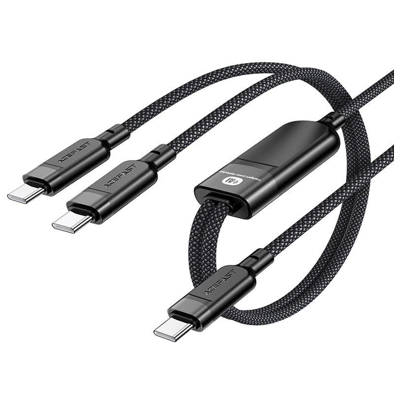 Дата кабель Acefast C5-11 USB-C to 2xUSB-C 100W (1.2 м) Black