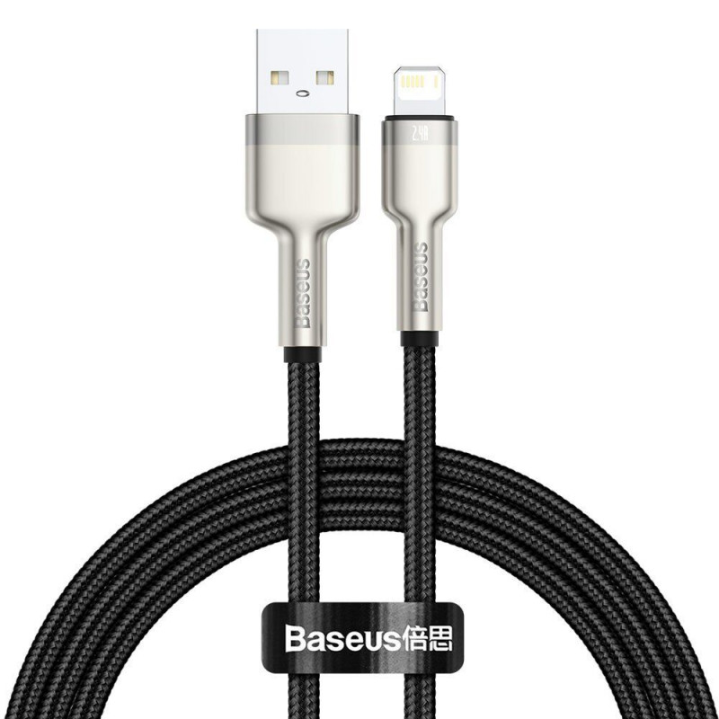 Дата кабель Baseus Cafule Metal USB to Lightning 2.4 А (1 м) (CALJK-A0) Black
