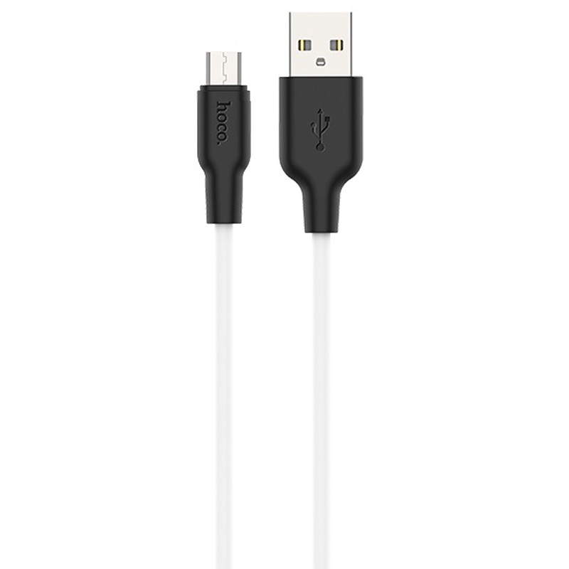 Дата кабель Hoco X21 Plus Silicone Micro-USB Cable (1 м) Чорний / Білий