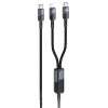 Дата кабель Hoco U139 2in1 Type-C to Lightning/Type-C 100W (1.2m) Black