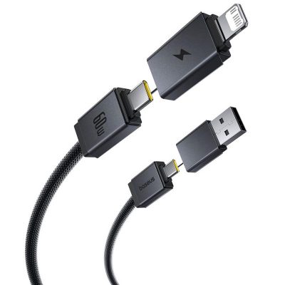 Дата кабель Baseus Versatile Two-for-Two USB/USB-C → USB-C/Lightning 60W (0.6 м) (P10383000) Cosmic Black