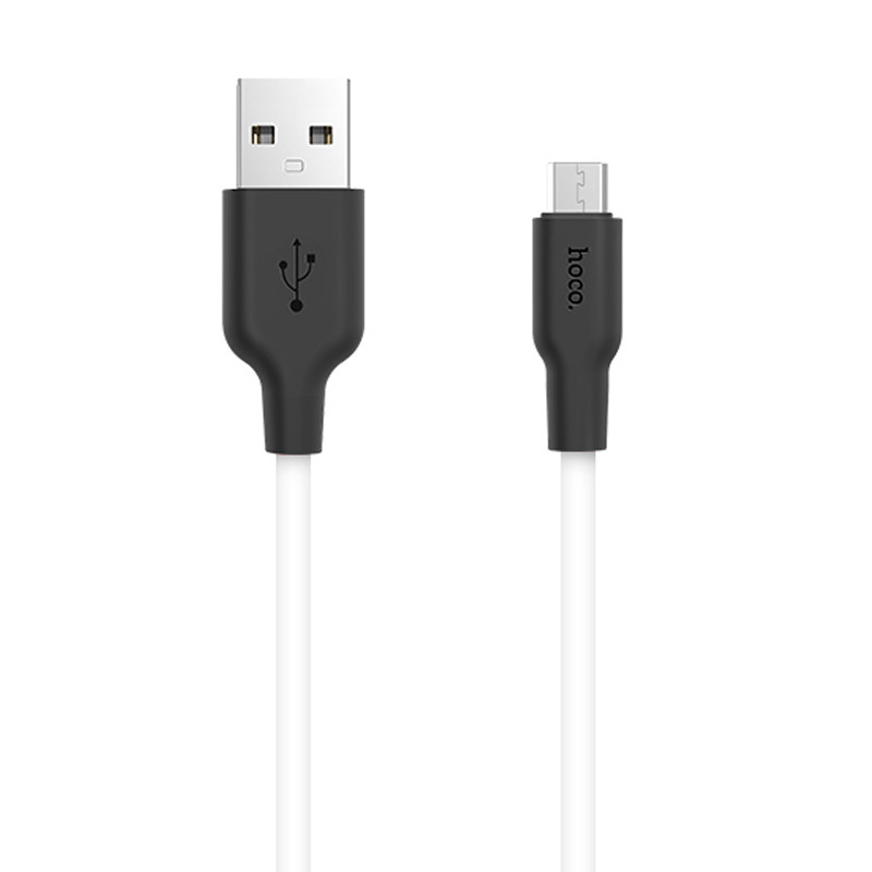 Дата кабель Hoco X21 Plus Silicone Micro-USB Cable (1 м) Чорний / Білий