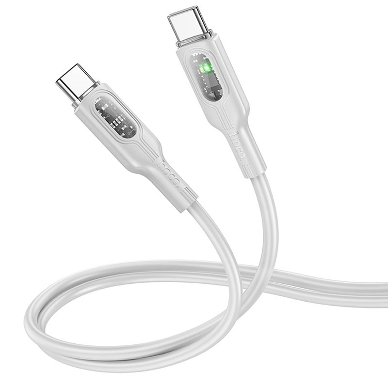 Дата кабель Hoco U120 Transparent explore intelligent power-off PD 60W USB-C → USB-C (1.2 м)