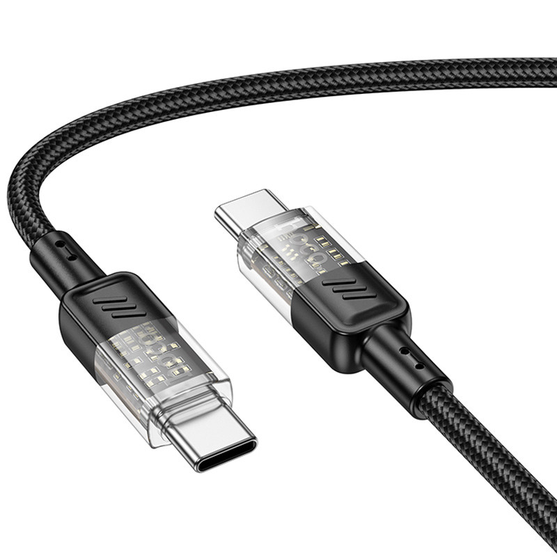 Дата кабель Hoco U129 Spirit Transparent USB-C → USB-C 60W (1.2 м) Black