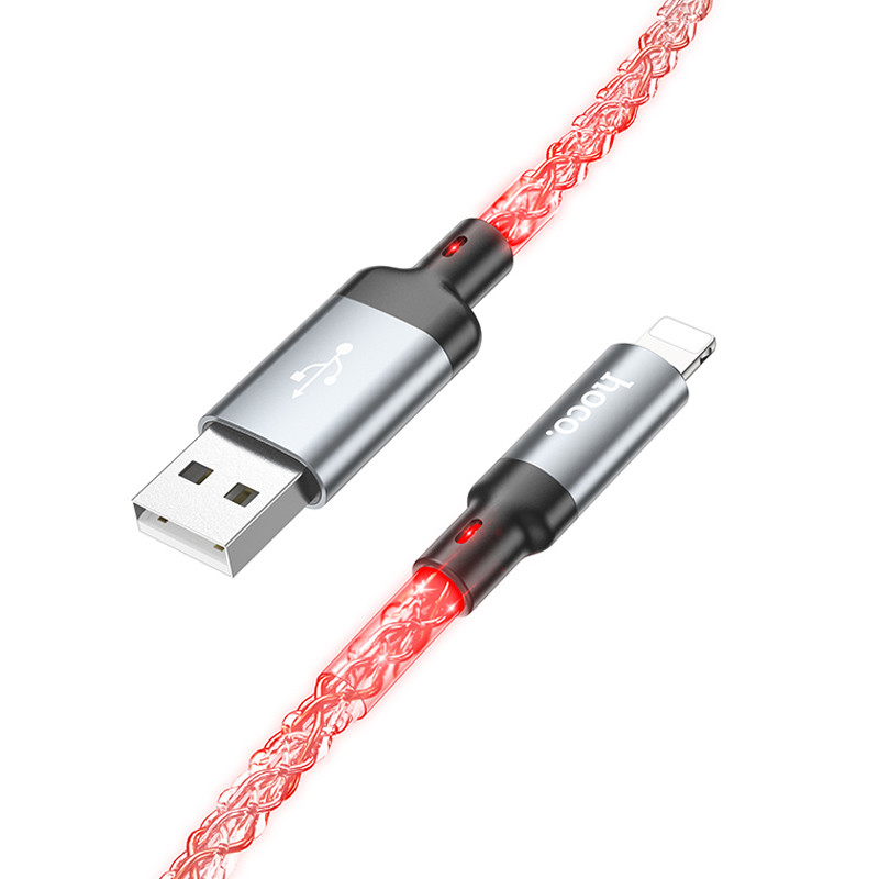 Дата кабель Hoco U112 Shine USB to Lightning 2.4 А (1 м) Gray