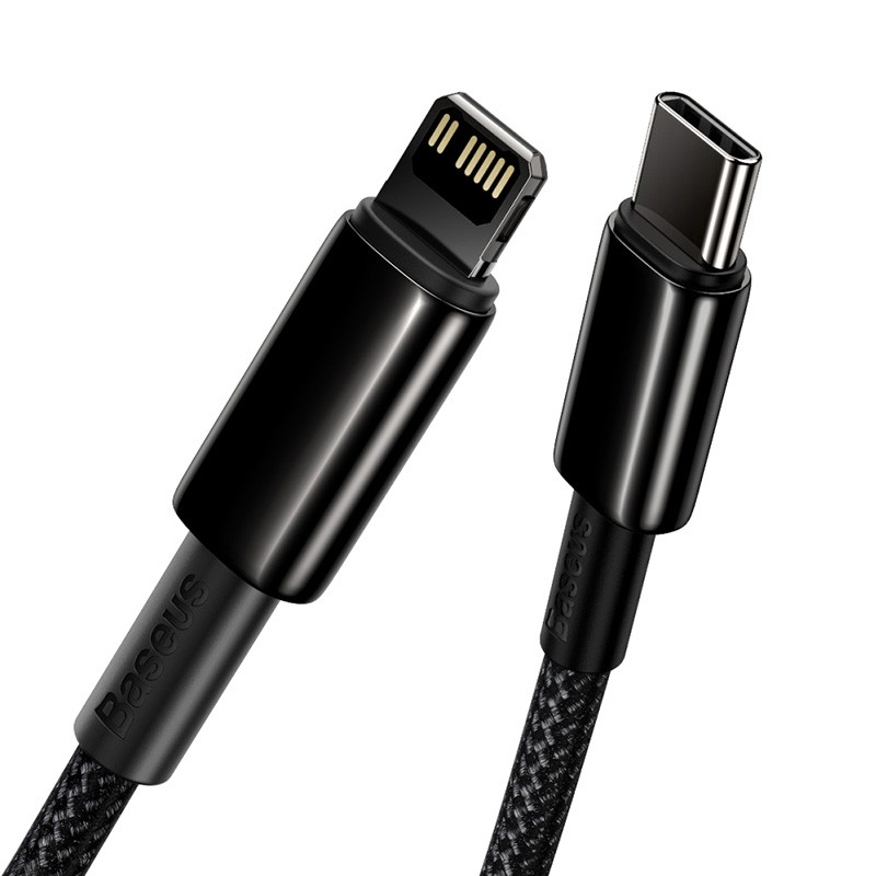 Дата кабель Baseus Tungsten Gold USB-C → Lightning PD 20W (1 м) (CATLWJ) Чорний