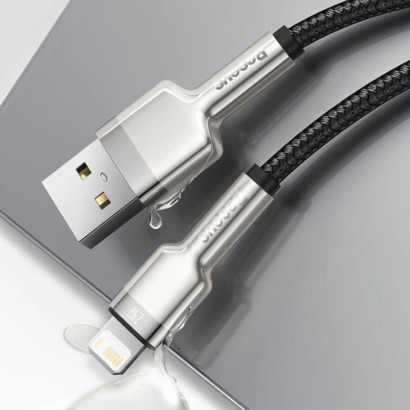 Дата кабель Baseus Cafule Metal USB to Lightning 2.4 А (1 м) (CALJK-A0) Black