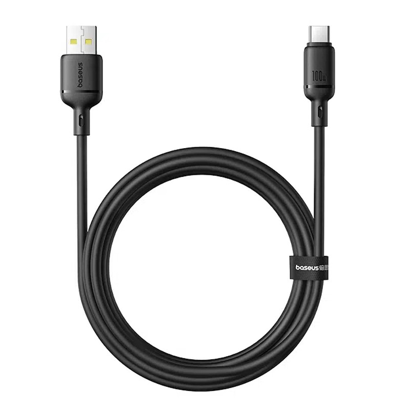 Дата кабель Baseus Silky Series OS Fast Charging USB to USB-C 100W (2 м) (P10377703) Cluster Black