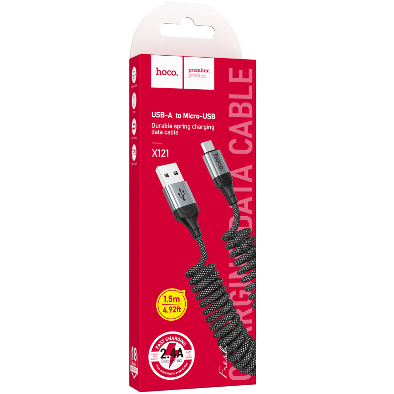 Дата кабель Hoco X121 Nuevo USB to Micro-USB 2.4 А (1.5 м) Black