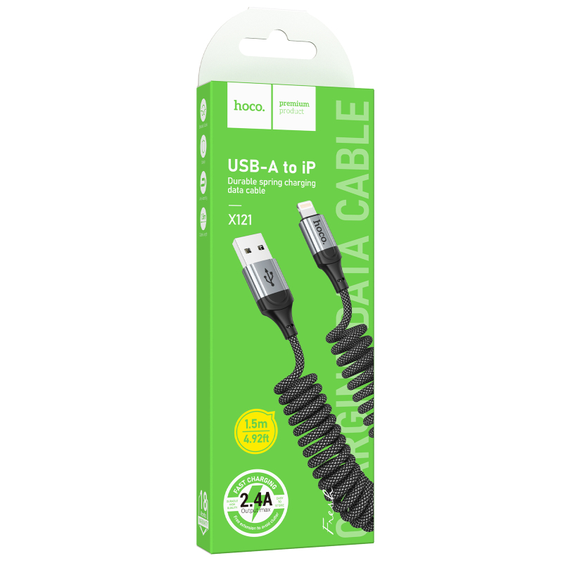Дата кабель Hoco X121 Nuevo USB to Lightning 2.4 А (1.5 м) Black