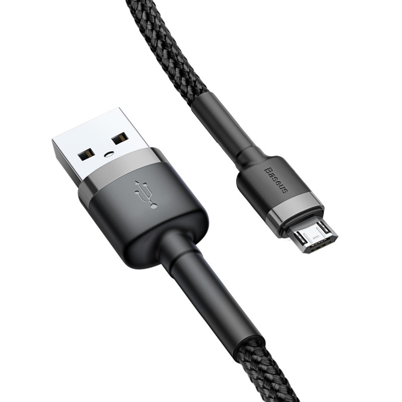 Дата кабель Baseus Cafule USB to Micro-USB Cable 2.4 А (1 м) (CAMKLF-B) Сірий / Чорний