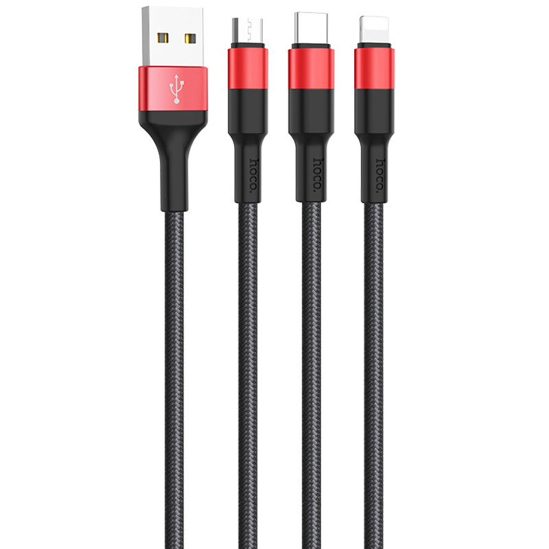 Дата кабель Hoco X26 Xpress 3in1 USB to Lightning/USB-C/Micro-USB 2 А (1.2 м)