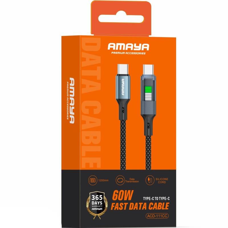 Дата кабель Amaya 111CC USB-C → USB-C 60W (1.2 м) Black