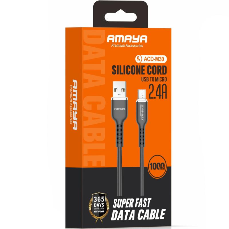 Дата кабель Amaya M30 USB to Micro-USB 2.4 А (1 м) Black