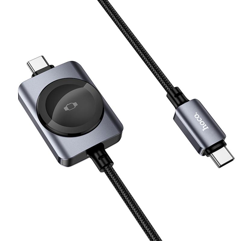 Дата кабель Hoco CW66 2in1 USB-C to iWatch/USB-C PD 100W (1.2 м) Black