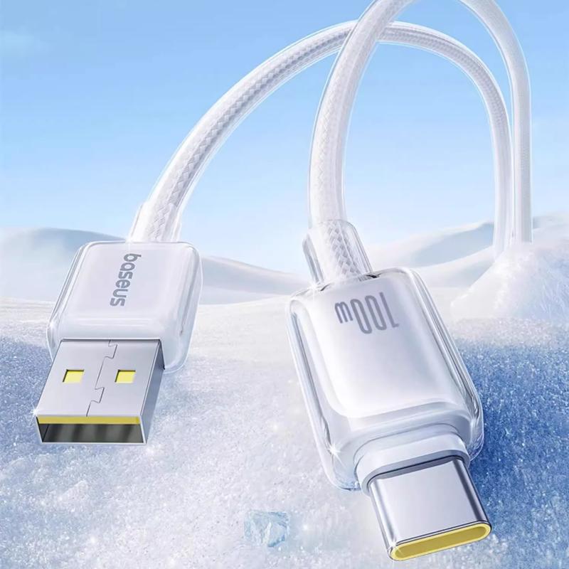 Дата кабель Baseus Crystal USB to USB-C 100W (2 м) (E04279) Moon White