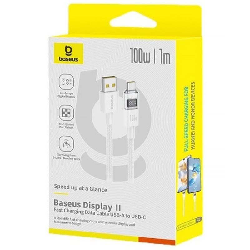 Дата кабель Baseus Display 2 USB to USB-C 100W (1 м) (P10382701) Moon White