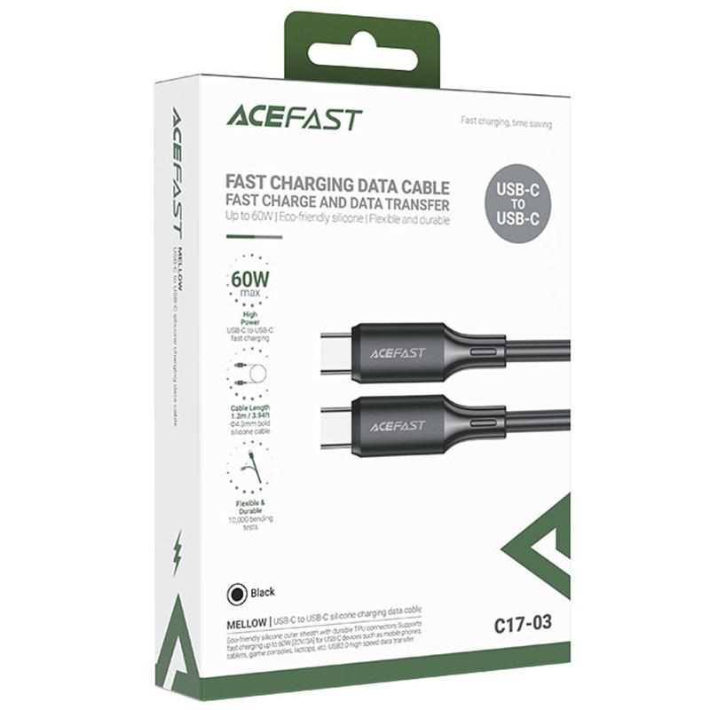 Дата кабель Acefast C17-03 USB-C → USB-C 60W (1.2 м) Black