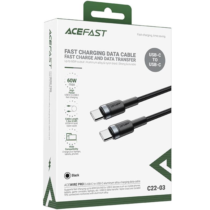 Дата кабель Acefast C22-03 USB-C → USB-C 60W (1.2 м) Black