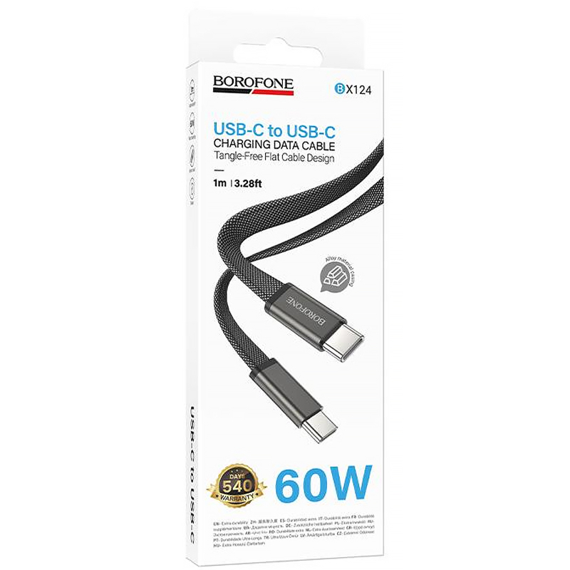 Дата кабель Borofone BX124 Peace USB-C → USB-C 60W (1 м) Black