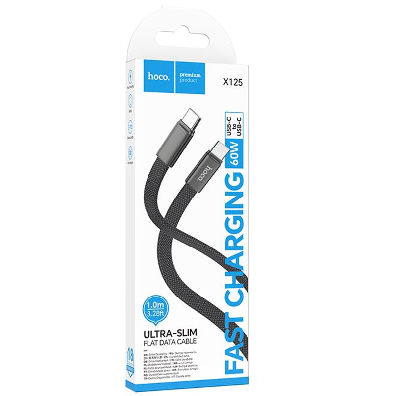Дата кабель Hoco X125 Exceso USB-C → USB-C 60W (1 м) Black