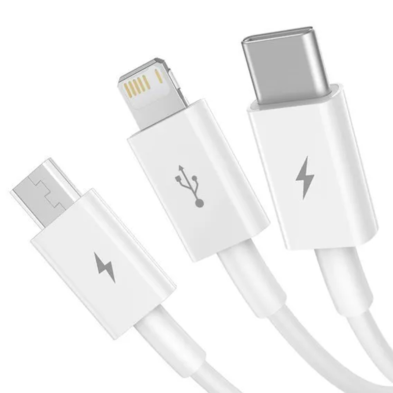 Дата кабель Baseus Superior Series USB to Micro-USB-Lightning-USB-C 3.5 А (1.5 м) (CAMLTYS) Stellar White