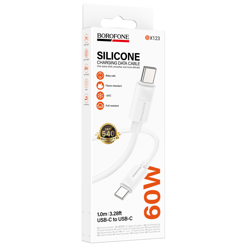 Дата кабель Borofone BX123 Leya USB-C → USB-C 60W (1 м)