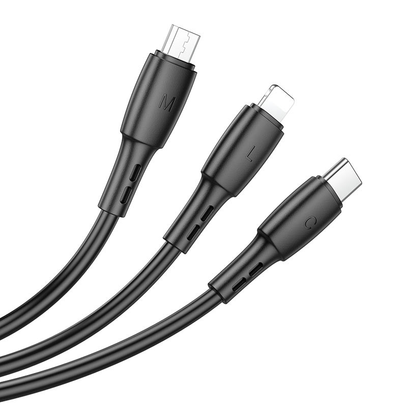 Дата кабель Borofone BX71 USB to 3in1 (1 м) Чорний