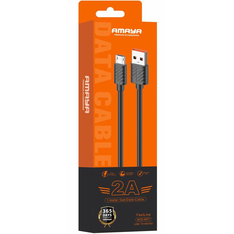 Дата кабель Amaya M77 USB to Micro-USB 2 А (1 м) Black