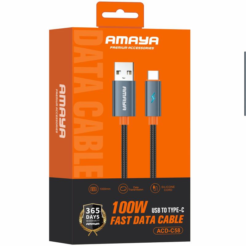 Дата кабель Amaya 58C USB to USB-C 100W (1 м) Gray