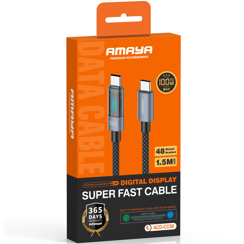 Дата кабель Amaya 50CC USB-C → USB-C 100W (1.5 м) Black